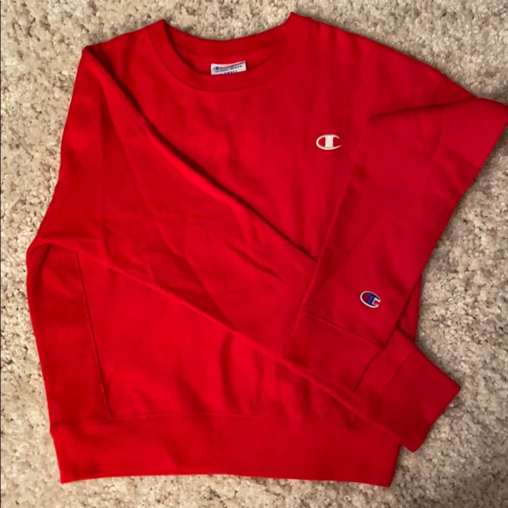 Red champion sweater